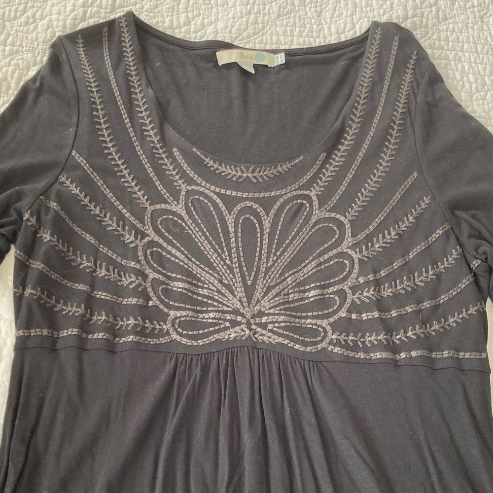 Boden Black Embroidered Scoop-neck Midi Dress, 10 Regular